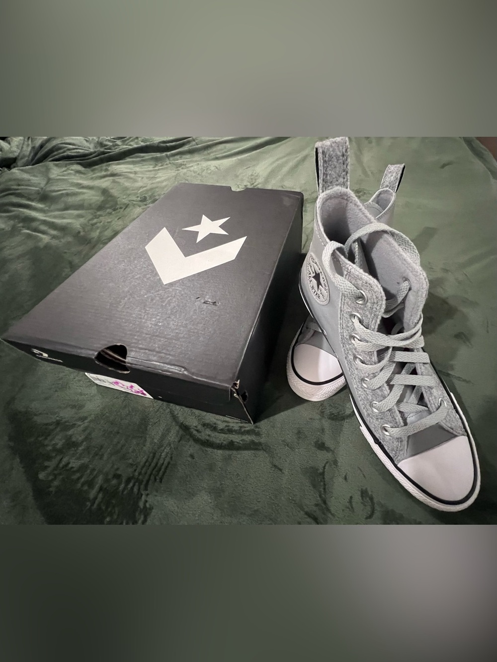 Converse Silver High Top Sneakers with White Toe Size 7.5 Women’s